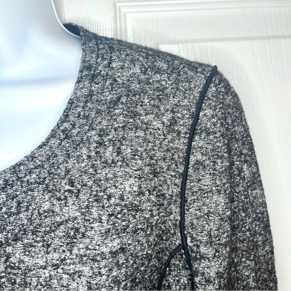 LOFT Pocket Chic Tweed Wool Cotton Blend Blazer Jacket Marled Grey Black 8 - Picture 4 of 13